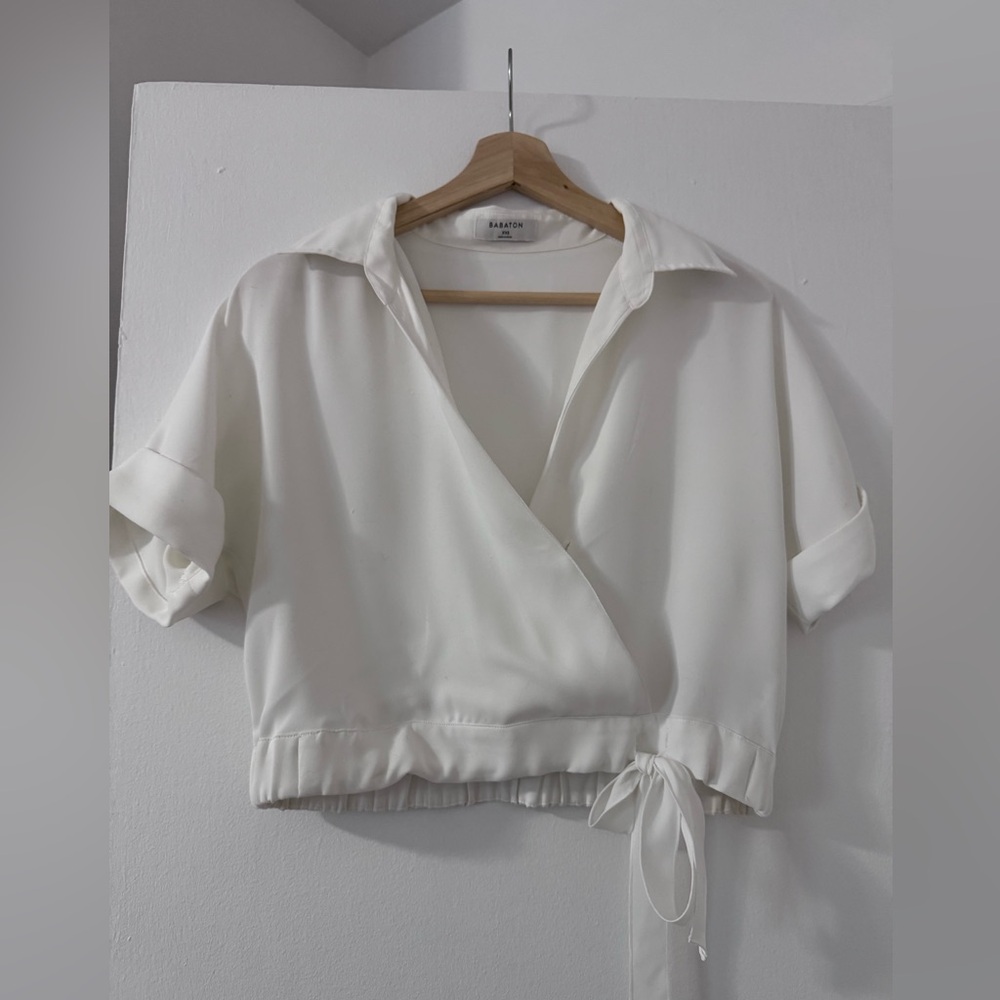 Babaton Cream Wrap Blouse